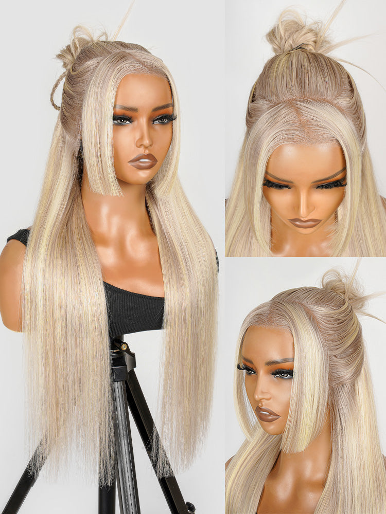 Pre-Styled P18/613 Blonde Color Straight Wig 13x4 PartingMax Lace Front Wig Pre Plucked With Baby Hair