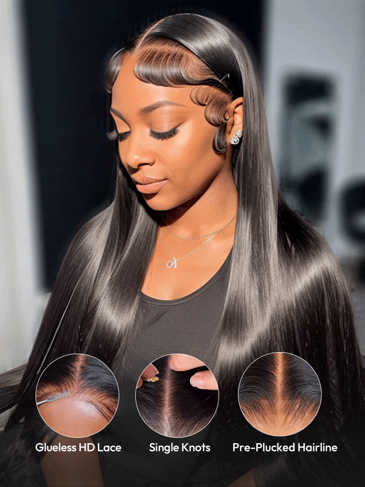 Black Straight Hair Lace Wig Upgraded 5*9 Invisible HD Transparent Lace Wigs