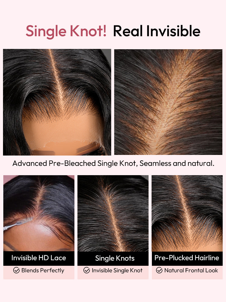 30-40 Inch Natural Black Ocean Wave Layered Long Wig 13x6 HD Lace Front Wig 250% Density Glueless & Breathable