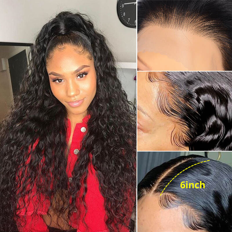 13*6 Frontal Wigs Water Wave Lace Front Wigs Pre Plucked Natural Wave Glueless Wig