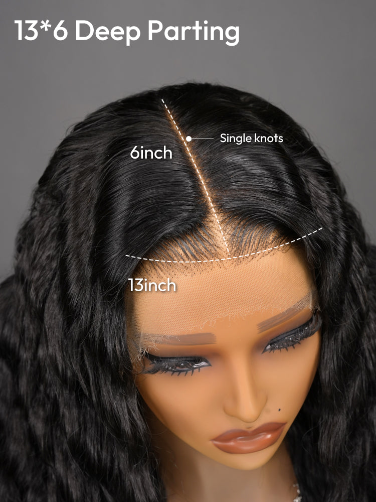 Loose Deep Curly 13x6 HD Lace Frontal Long Wig Natural Black 40Inch 250% Density Wig