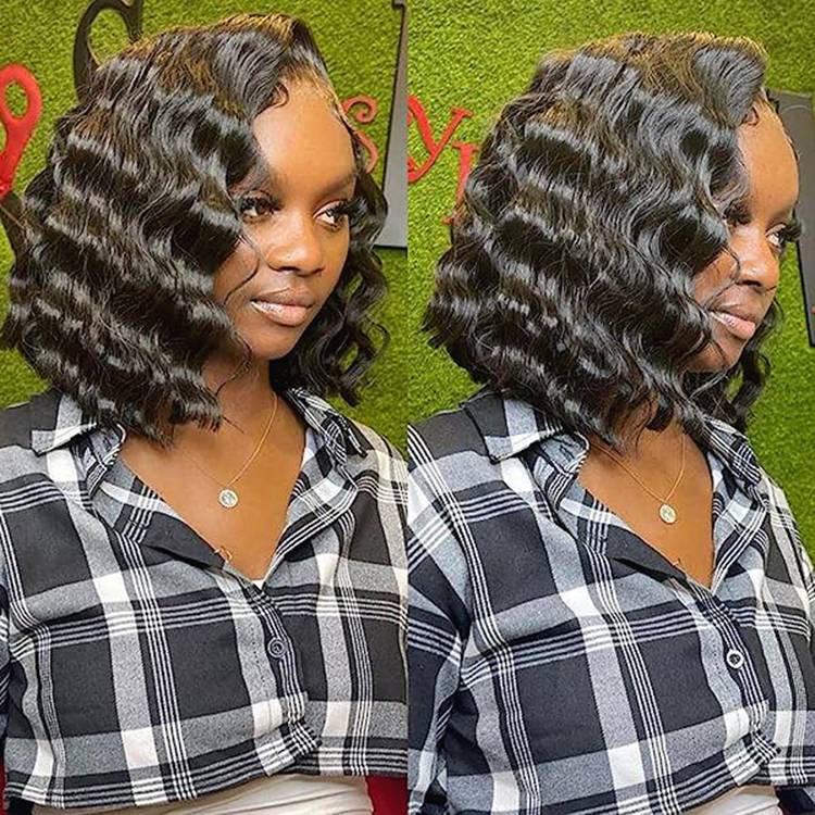 Pre-Braided Natural Black Water Wave Wigs Pre-Cut Ready To Go 13x4 Glueless Lace Front Wig With Baby Hair