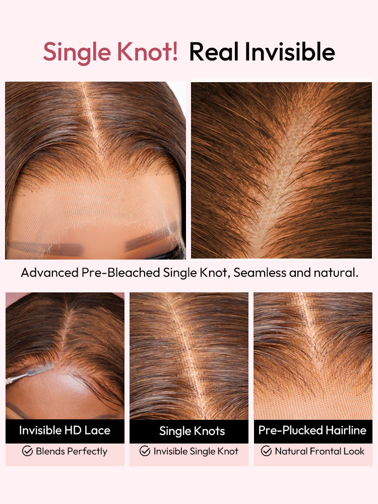 40 Inch Dark Brown Straight Long Wig 300% Density No Glue Need 13x6 HD Lace Human Hair Wig