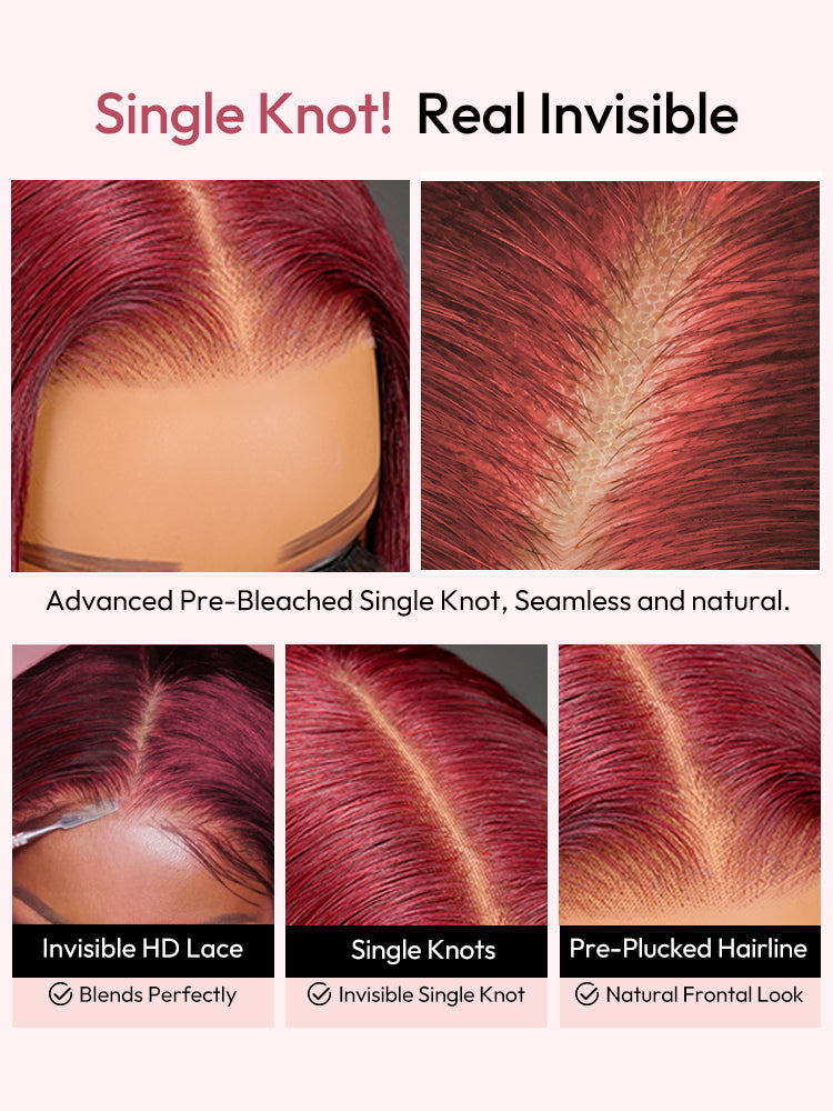 Cherry Cola Red 40 Inch Straight Long Wig 250% High Density Super Invisible 13x6 LY Lace Human Hair Colored Wig