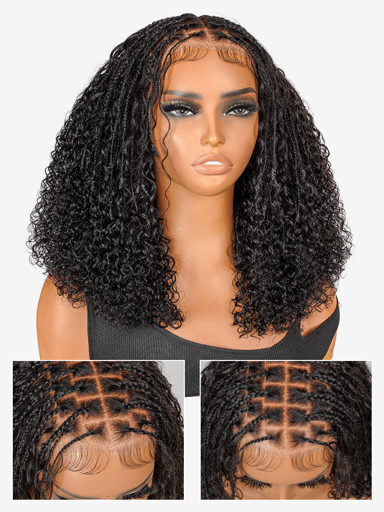 Boho Braided Wig Curly Ready to Go Glueless 5x5 Lace Closure Wig with Baby Hair