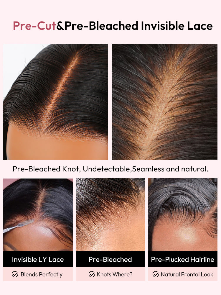 Glueless Ready To Go Wigs - Yaki Straight 4*7 Pre-cut Lace Closure Wig Human Hair