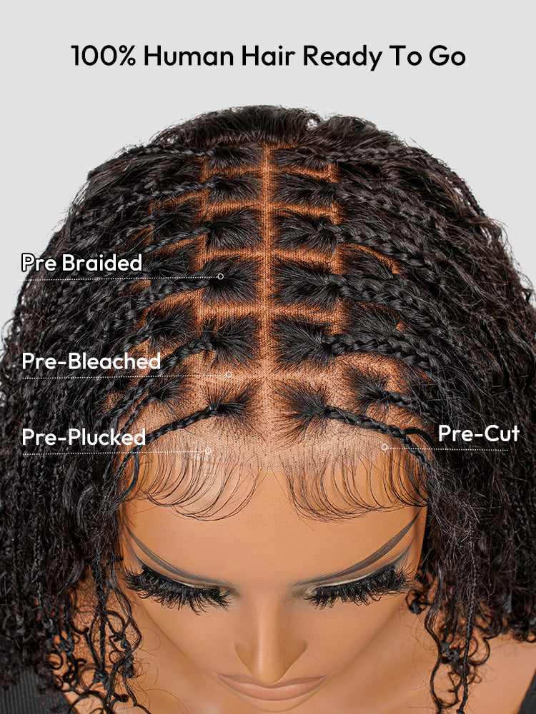 Boho Braided Wig Curly Ready to Go Glueless 5x5 Lace Closure Wig with Baby Hair