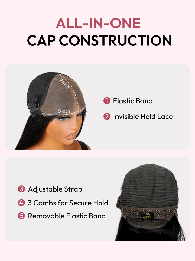 Black Straight Hair Lace Wig Upgraded 5*9 Invisible HD Transparent Lace Wigs