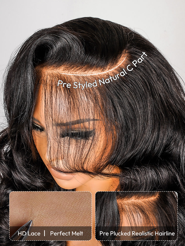 Pre-Styled Lace Front Wigs Side Part Loose Body Wave Transparent 13x6 HD Lace Front Wigs