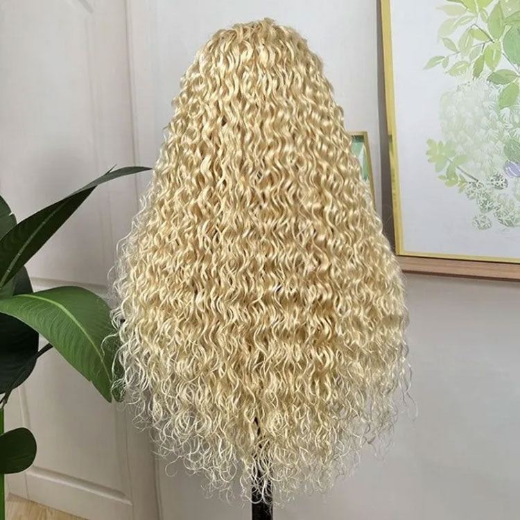 Blonde Water Wave Lace Front Wig 613 Human Hair Transparent Lace Wigs