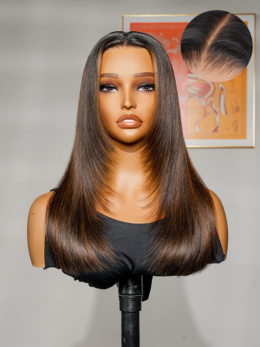 Layer Cut Highlight Customized Color Super Invisible LY Lace Front Straight Human Hair Wigs