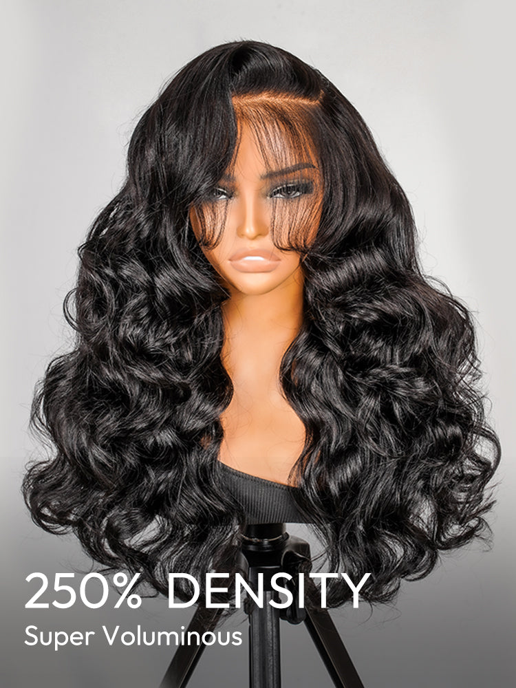 Pre-Styled Lace Front Wigs Side Part Loose Body Wave Transparent 13x6 HD Lace Front Wigs