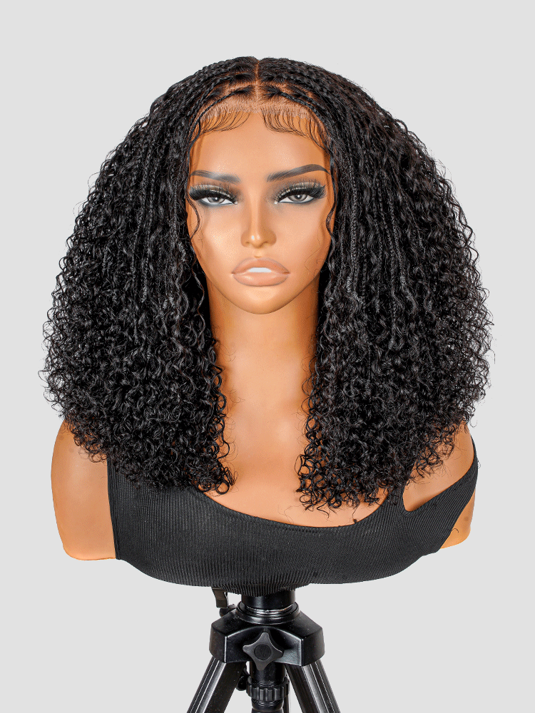 Boho Braided Wig Curly Ready to Go Glueless 5x5 Lace Closure Wig with Baby Hair