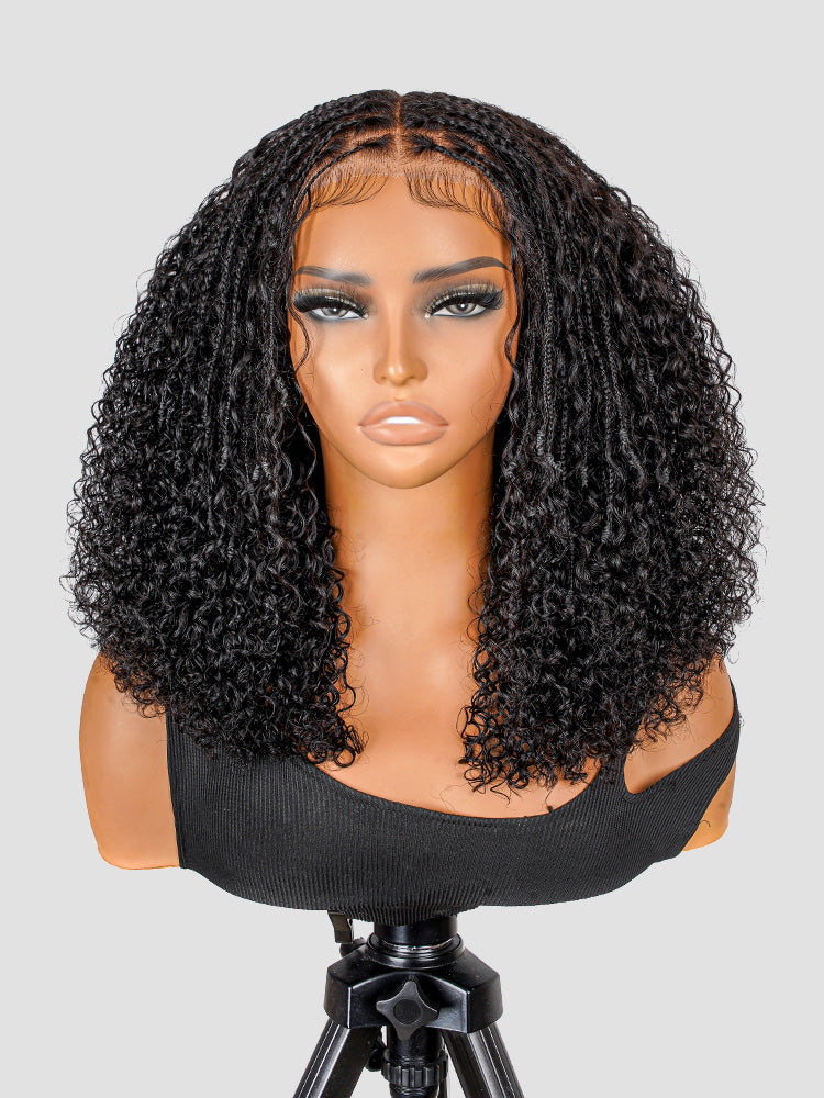 Boho Braided Wig Curly Ready to Go Glueless 5x5 Lace Closure Wig with Baby Hair