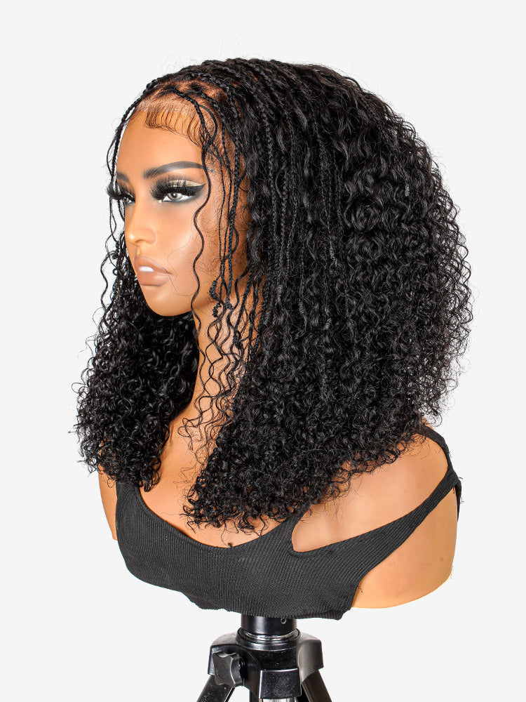 Boho Braided Wig Curly Ready to Go Glueless 5x5 Lace Closure Wig with Baby Hair