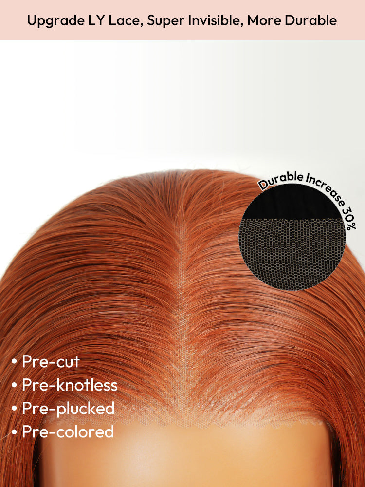 Aenea - Straight Copper Colored Bob Wigs 12 Inch Blunt Cut Wig Shoulder Length Hair