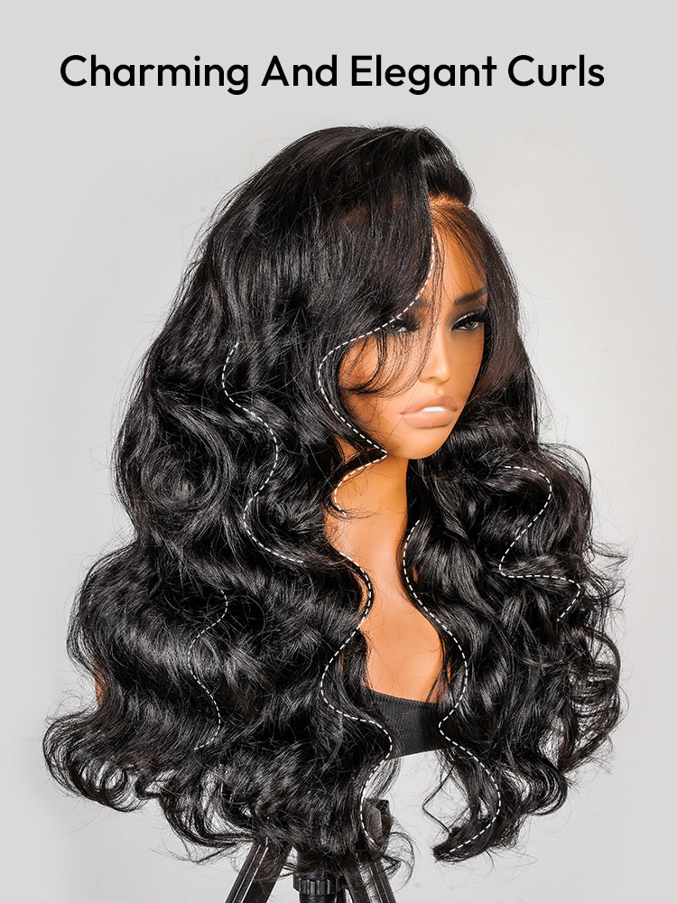 Pre-Styled Lace Front Wigs Side Part Loose Body Wave Transparent 13x6 HD Lace Front Wigs