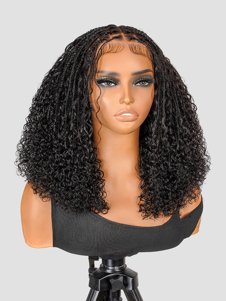 Boho Braided Wig Curly Ready to Go Glueless 5x5 Lace Closure Wig with Baby Hair
