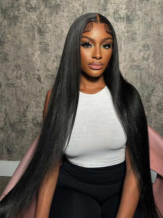 Straight Hair Transparent HD Wigs Pre Plucked Invisible Lace Front Wigs