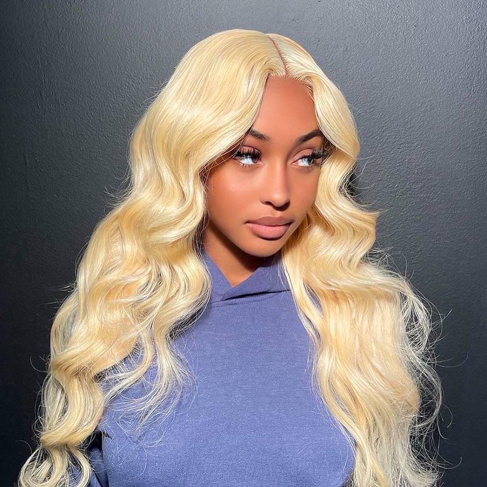 Blonde 5x5 Lace Front Wigs Color 613 Body Wave Human Hair Lace Wigs With Baby Hair