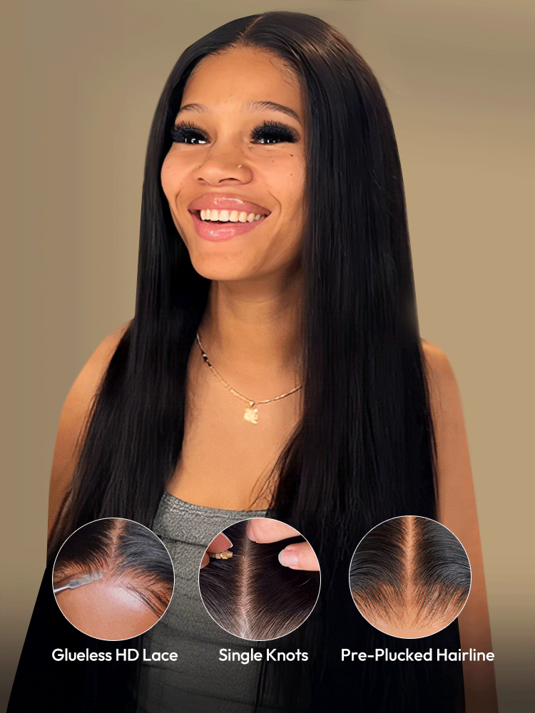 Straight Hair Transparent HD Wigs Pre Plucked Invisible Lace Front Wigs