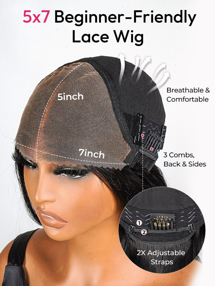 Glueless Ready To Go Wigs - Body Wave Pre-Cut HD Undetectable Lace Pre-Bleached Closure Wigs