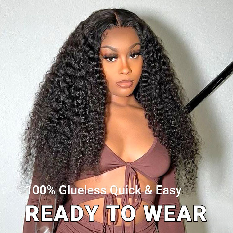 Glueless Ready To Go Wigs - Super Invisible LY Undetectable Lace Black Jerry Curly Lace Wigs