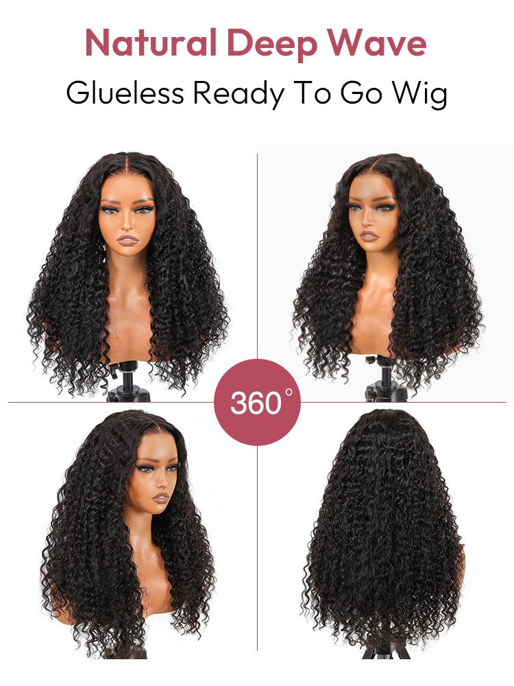 Glueless Ready To Go Wigs - Natural Deep Wave Hair Invisible LY Lace Wigs