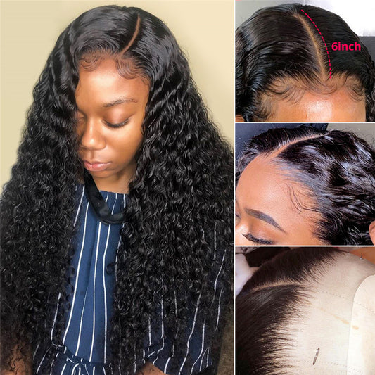 Deep Wave 6x6 Brazilian Human Hair Lace Front Wigs With Baby Hair Affordable Lace Front Wigs