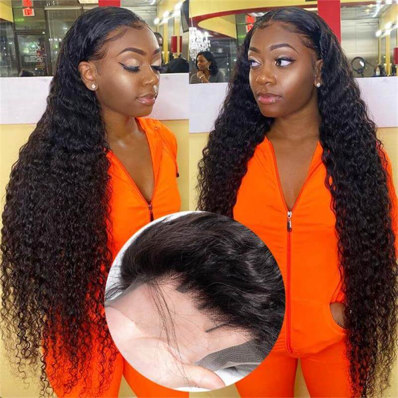 Deep Wave 13x6 Long HD Lace Front Wigs 40 Inch Real Hair Wigs Long Black Hair Wigs