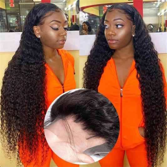 Deep Wave 13x6 Long HD Lace Front Wigs 40 Inch Real Hair Wigs Long Black Hair Wigs
