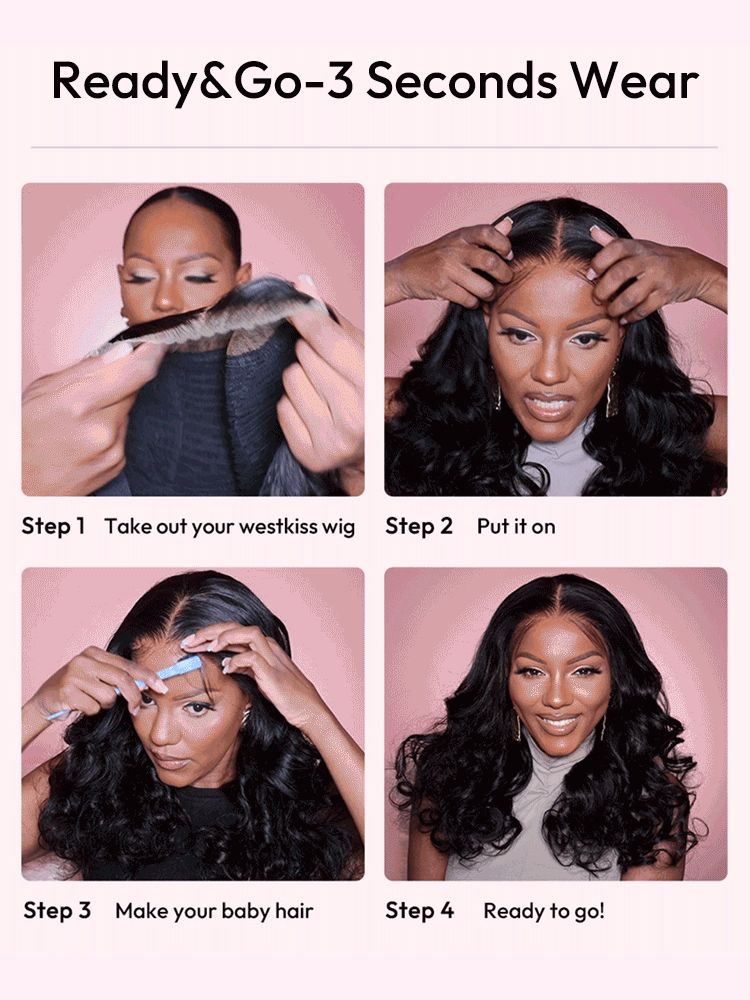 Glueless Ready To Go Wigs - Yaki Straight 4*7 Pre-cut Lace Closure Wig Human Hair