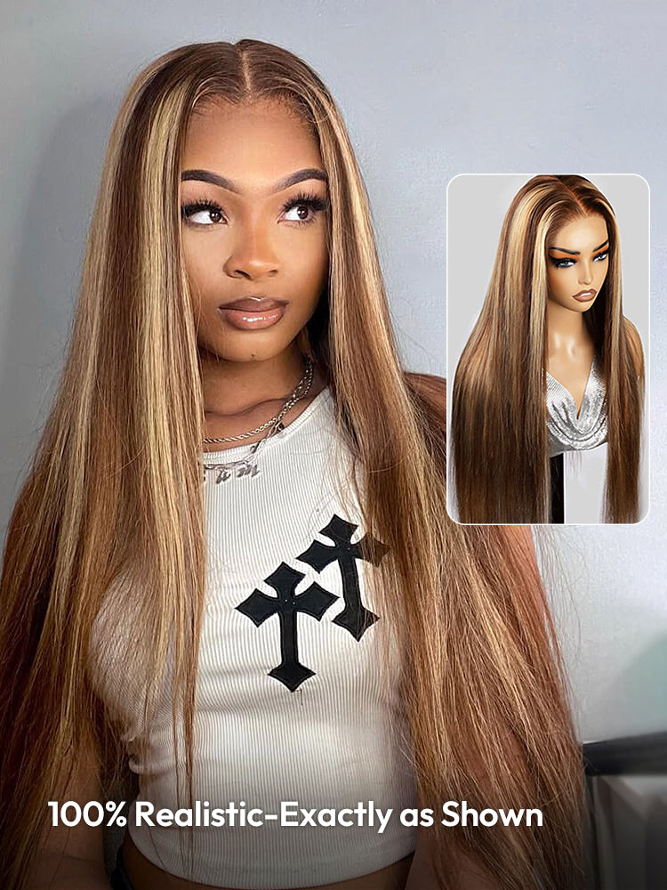 Highlight Wigs Straight Hair Ombre Wigs Customized Human Hair Lace Front Wigs