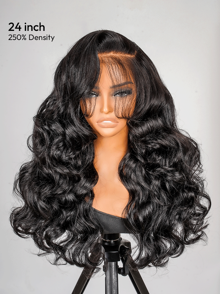 Pre-Styled Lace Front Wigs Side Part Loose Body Wave Transparent 13x6 HD Lace Front Wigs