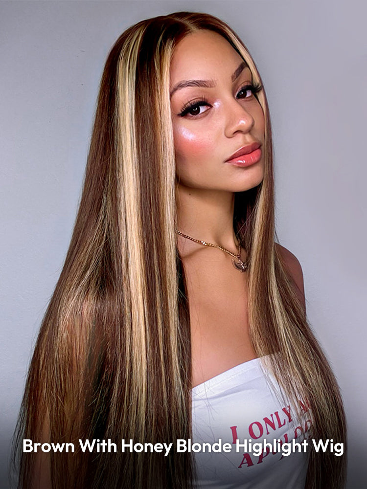 Highlight Wigs Straight Hair Ombre Wigs Customized Human Hair Lace Front Wigs