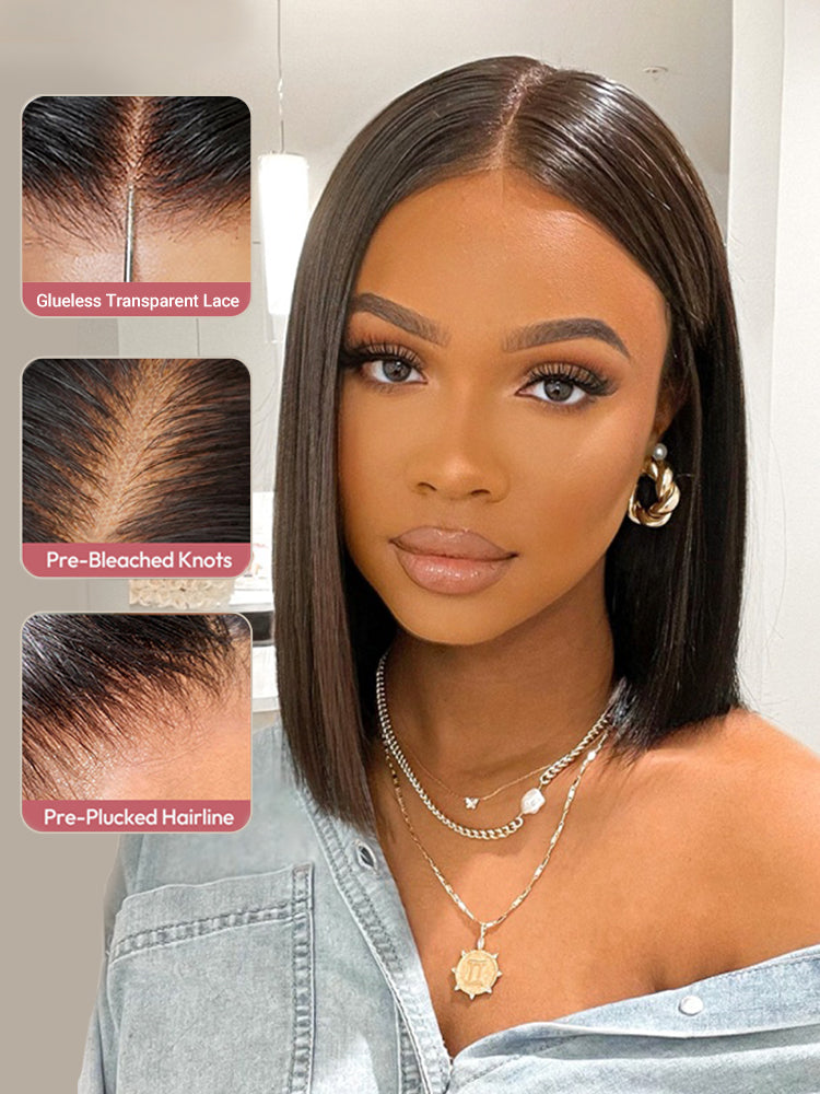 HD Lace Closure 12 Inch Bob Wig Straight Undetectable Lace Bob Wigs