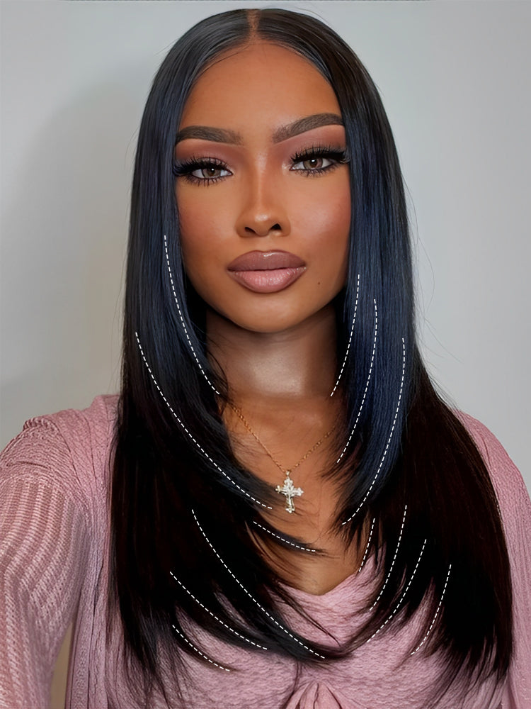 Layered Super Invisible LY Lace Front Human Hair Wig Straight Wigs With Layers