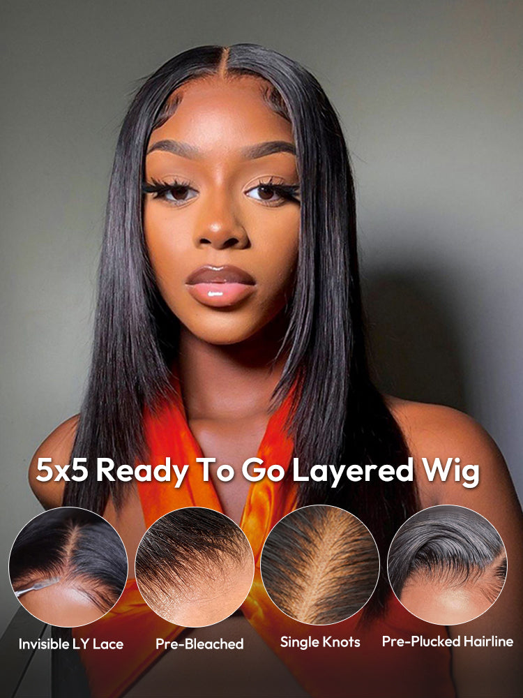 Layered Super Invisible LY Lace Front Human Hair Wig Straight Wigs With Layers