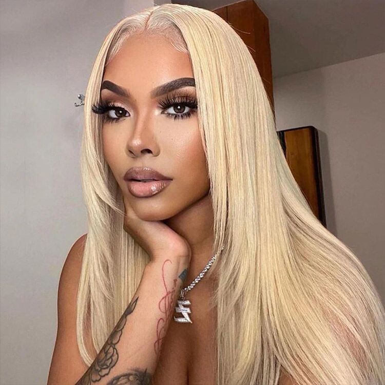 Blonde Layered Hair Wig Straight Natural 613 Blonde Lace Front Wig With Layers