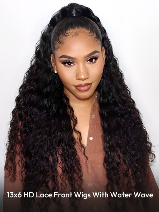 13*6 Long HD Lace Front Wigs Water Wave 36inch Long Human Hair Wigs