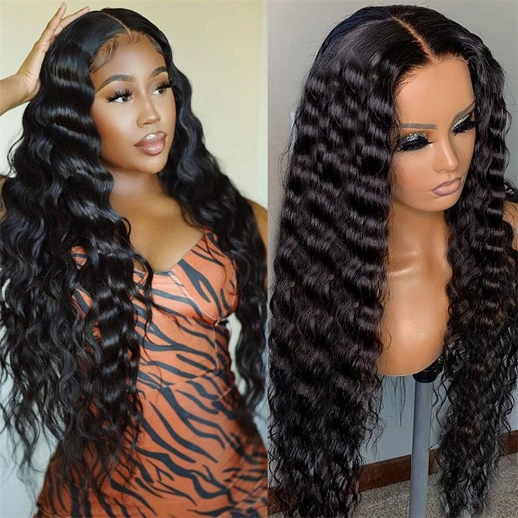 Deep Wave 13x6 Long HD Lace Front Wigs 40 Inch Real Hair Wigs Long Black Hair Wigs