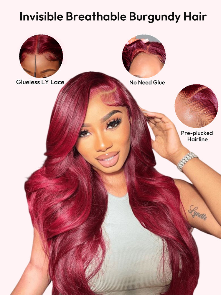 99J Body Wave Lace Front Wigs Affordable Burgundy Colored Human Hair Wigs For Black Women