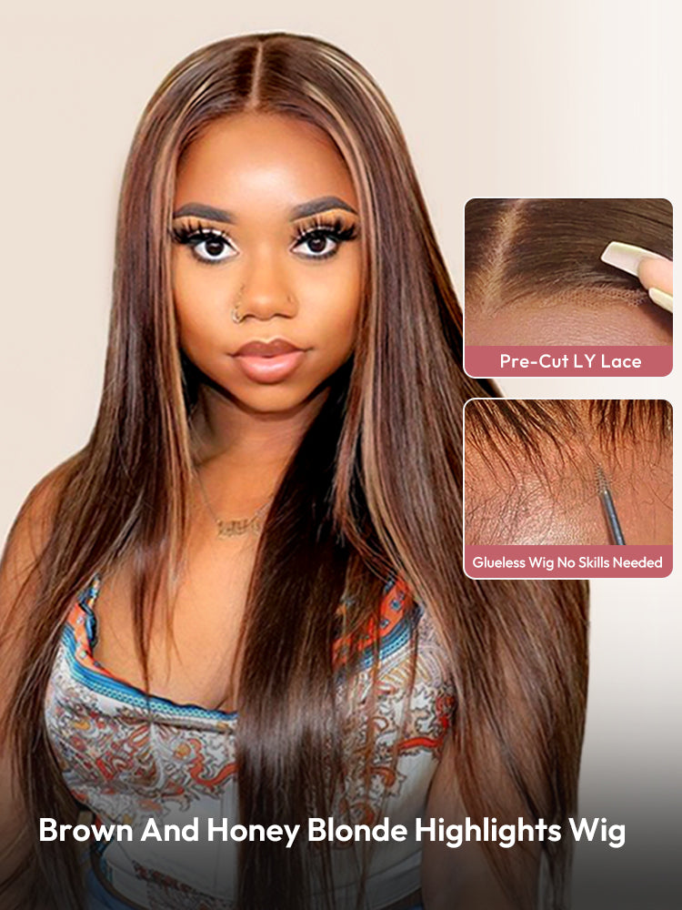 Highlight Wigs Brown And Honey Blonde Highlights Wig Ombre Human Hair Wigs